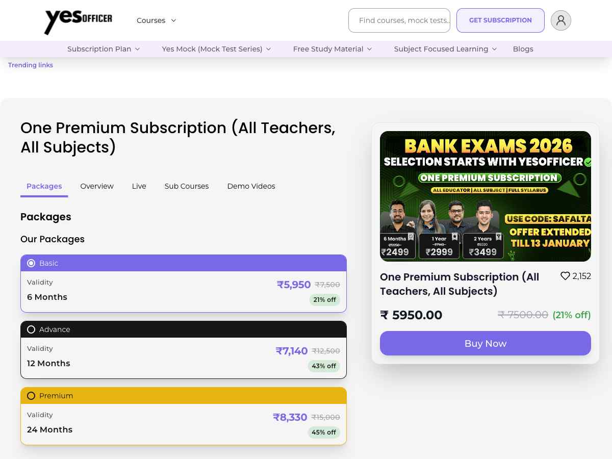 Step 2 - Pick your Course or Subscription